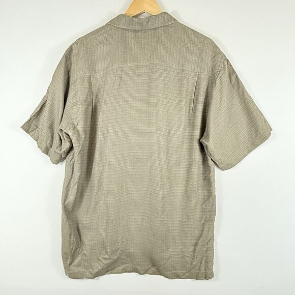Tommy Bahama Mens Medium Tan 100% Silk Tropical Beach Bamboo Print Casual Shirt - Picture 4 of 7